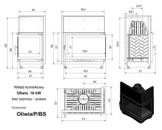 wkłwkład kominkowy OLIWIA 18 prawy BSad OLIWIA 18 prawy BS