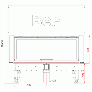 Wkład kominkowy powietrzny
BeF Therm V10 C